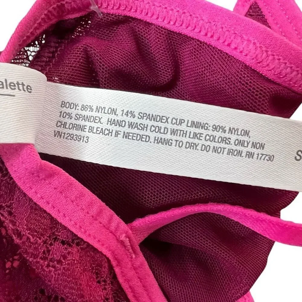 NEW Auden Cherry Pink Women's Lace Bralette Small